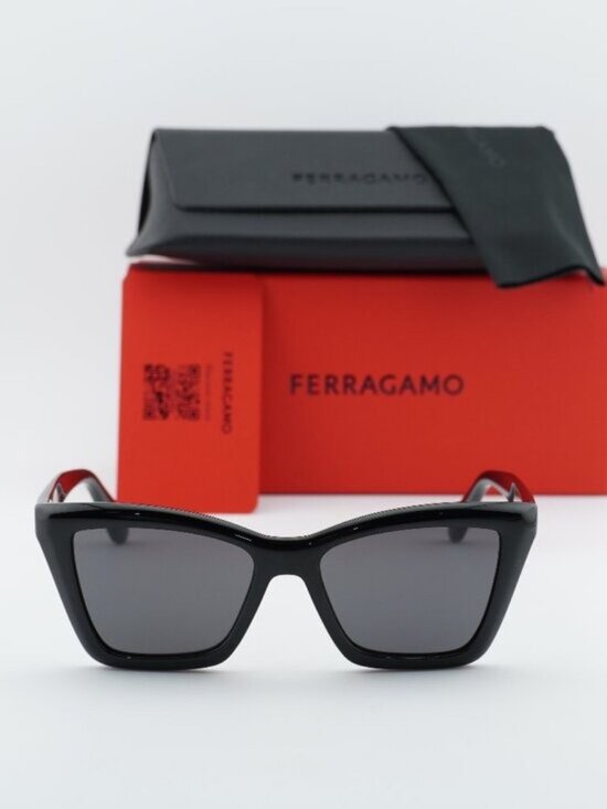 Salvatore Ferragamo SF2039SE 001 Cat Eye Sunglasses - Black / Grey main image 4